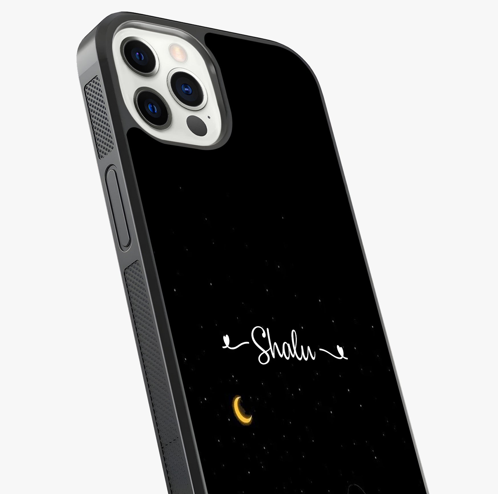 Silent Night Row Glass Case captured at a warm angle highlighting gloss, texture and premium glass finish.