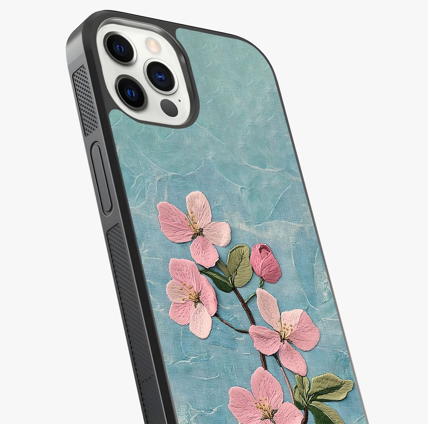Threaded Blossom Breeze Glass Case captured at a warm angle highlighting gloss, texture and premium glass finish.
