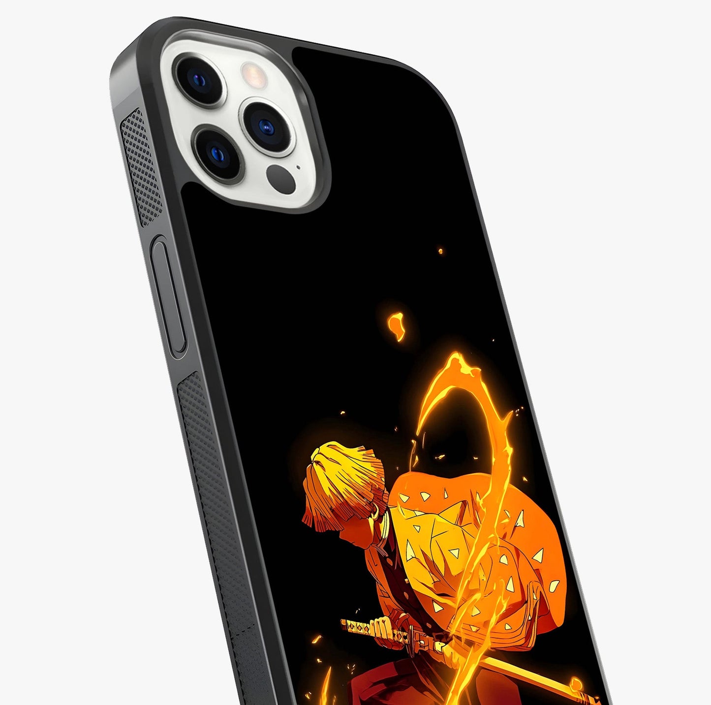 Thunder Flame Execution Glass Case captured at a warm angle highlighting gloss, texture and premium glass finish.