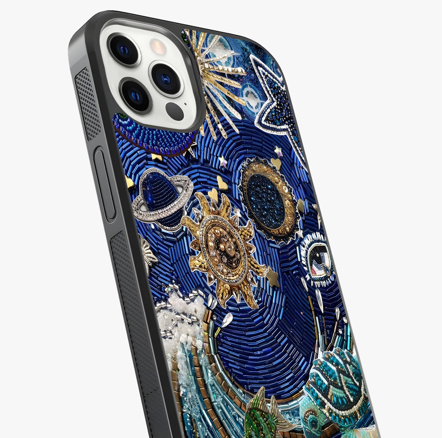 Universe Underwater Spark Glass Case captured at a warm angle highlighting gloss, texture and premium glass finish.