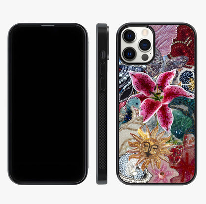 Beaded Garden Fantasy Glass Case displayed upright for full design visibility and premium finish.