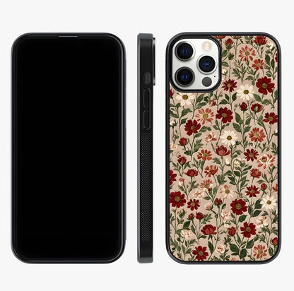 Biege Flower With Leaf Glass Case displayed upright for full design visibility and premium finish.