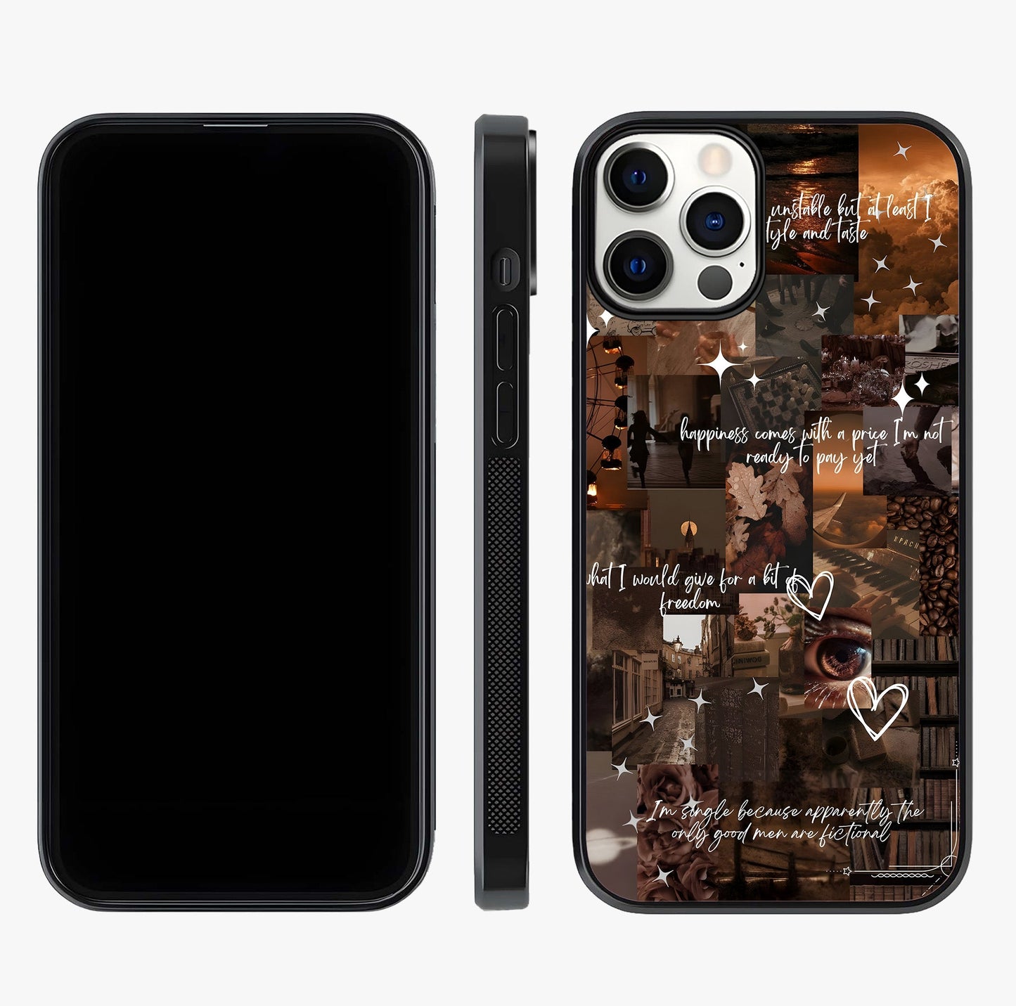 Bittersweet Aesthetic Chaos Glass Case displayed upright for full design visibility and premium finish.