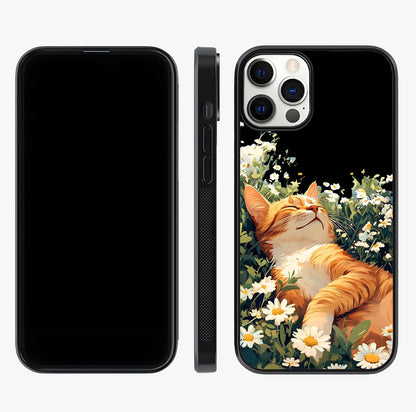 Blissful Bloom Cat Glass Case displayed upright for full design visibility and premium finish.