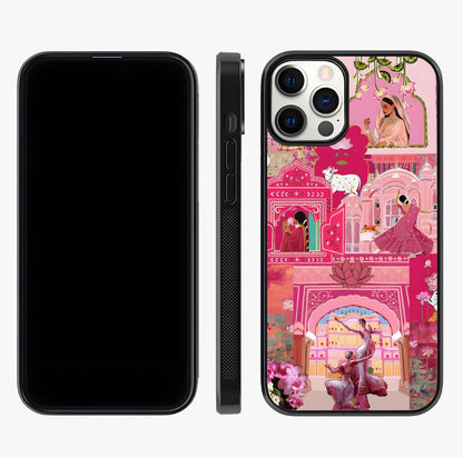 Blossoms Of Rajasthan Glass Case displayed upright for full design visibility and premium finish.