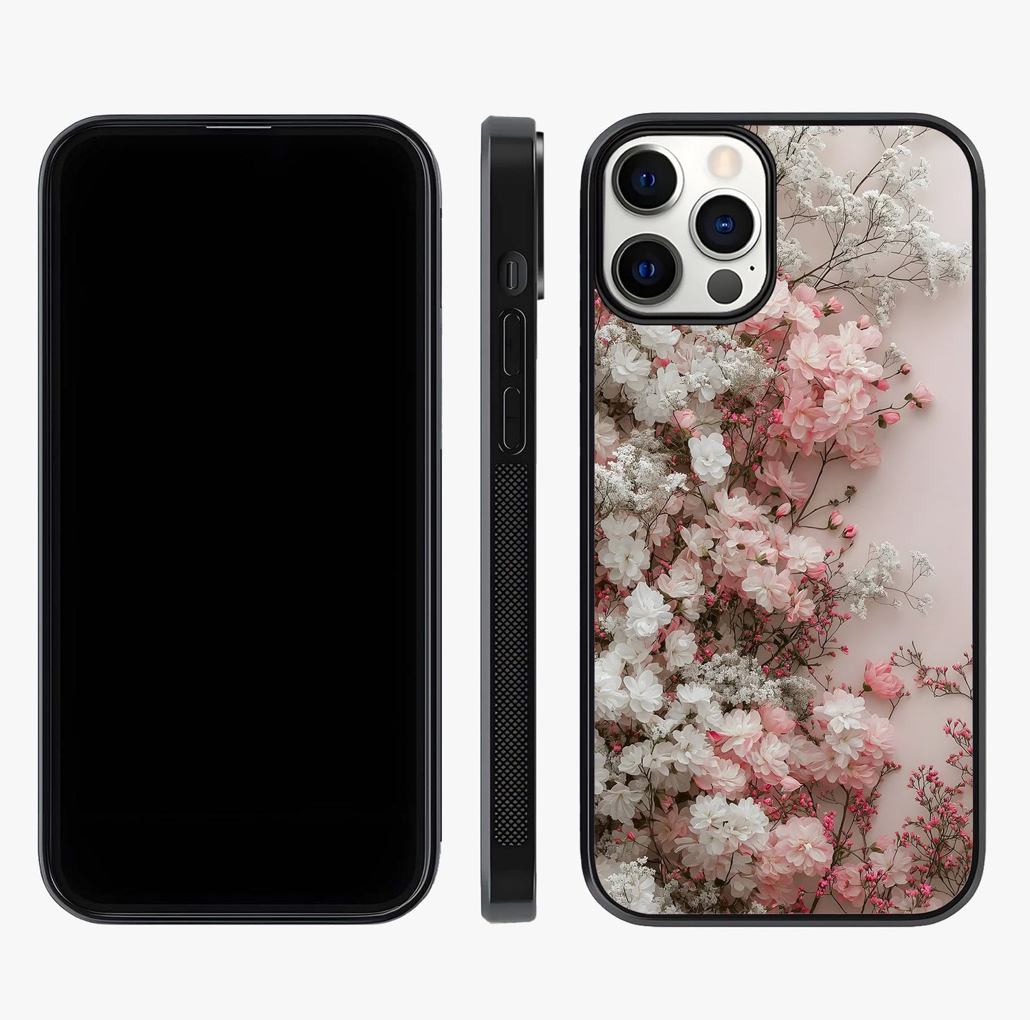 Blush Blossom Cloud Glass Case displayed upright for full design visibility and premium finish.
