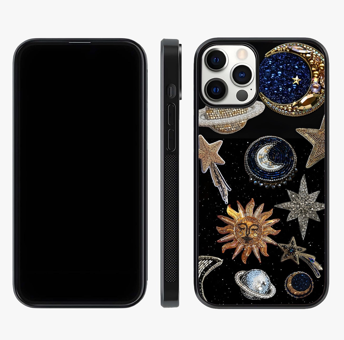 Celestial Gem Constellations Glass Case displayed upright for full design visibility and premium finish.