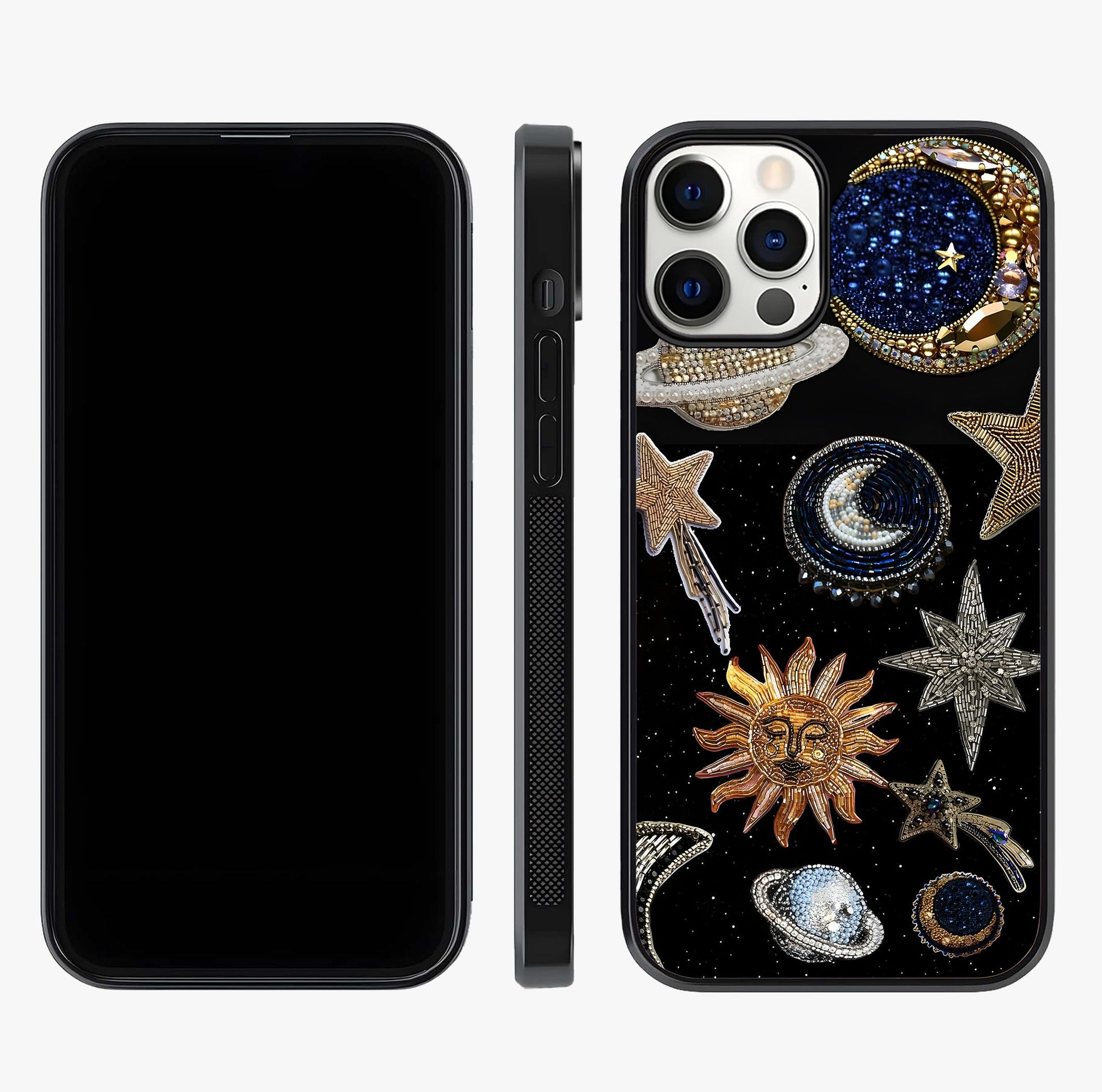 Celestial Gem Constellations Glass Case displayed upright for full design visibility and premium finish.