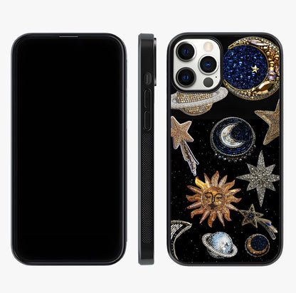 Celestial Gem Constellations Glass Case displayed upright for full design visibility and premium finish.