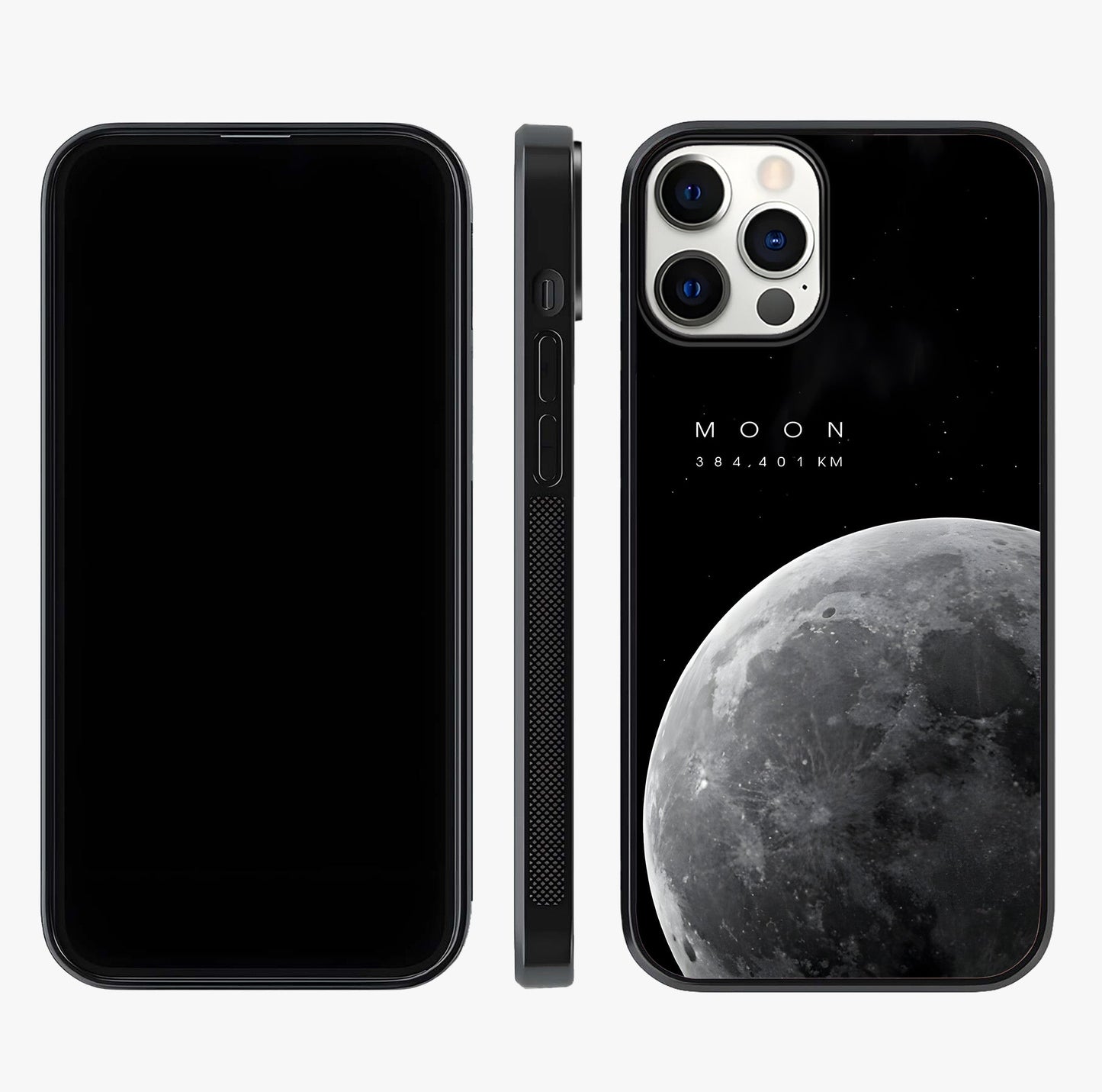 Cosmic Moon Glow Glass Case displayed upright for full design visibility and premium finish.