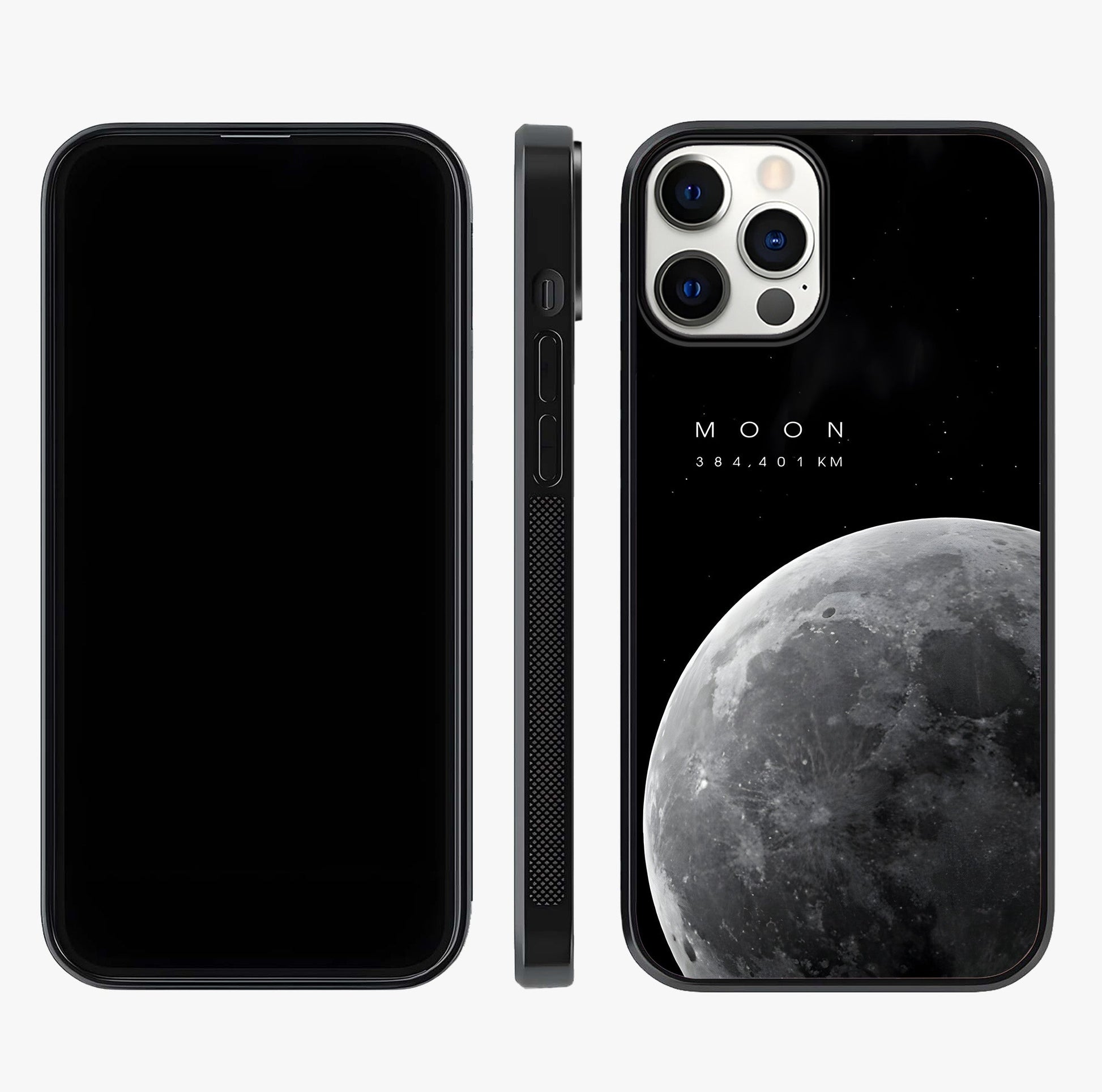 Cosmic Moon Glow Glass Case displayed upright for full design visibility and premium finish.