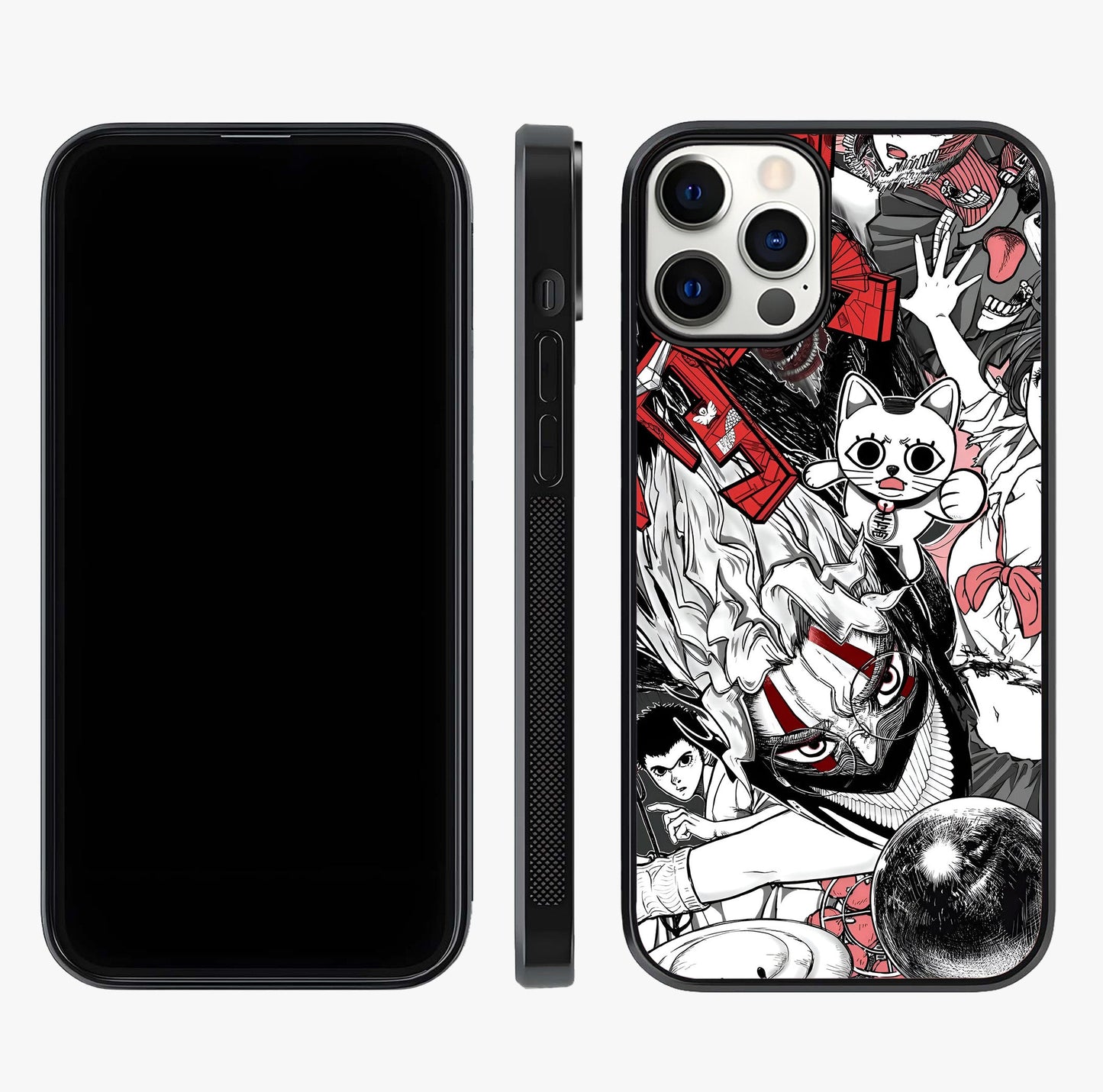Crimson Chaos Panel Glass Case displayed upright for full design visibility and premium finish.