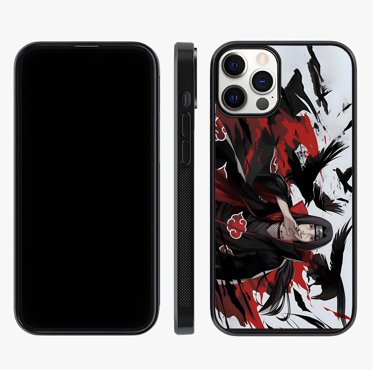 Crimson Crow Illusion Glass Case displayed upright for full design visibility and premium finish.