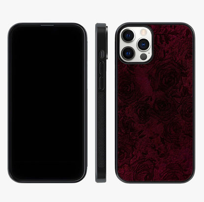 Crimson Fade Flow Glass Case displayed upright for full design visibility and premium finish.