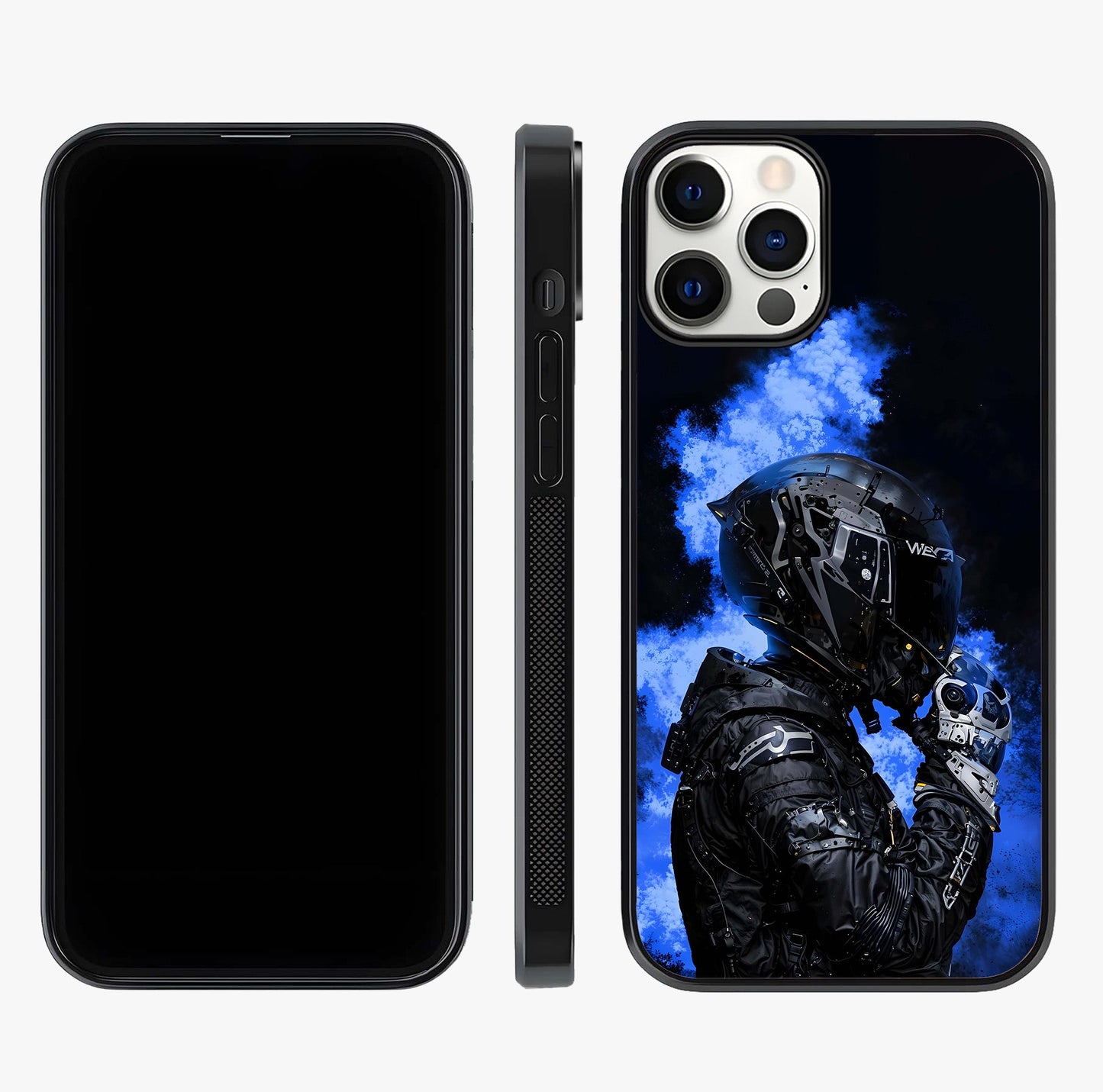 Cyber Sentinel Protocol Glass Case displayed upright for full design visibility and premium finish.