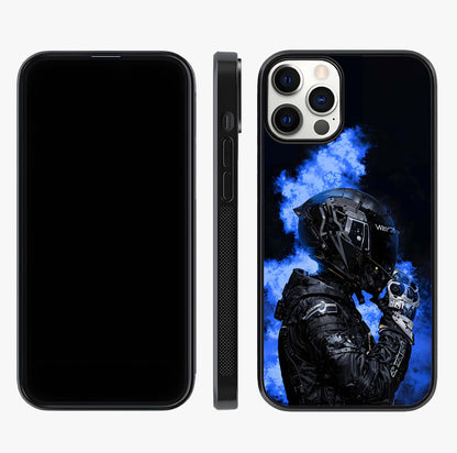Cyber Sentinel Protocol Glass Case displayed upright for full design visibility and premium finish.