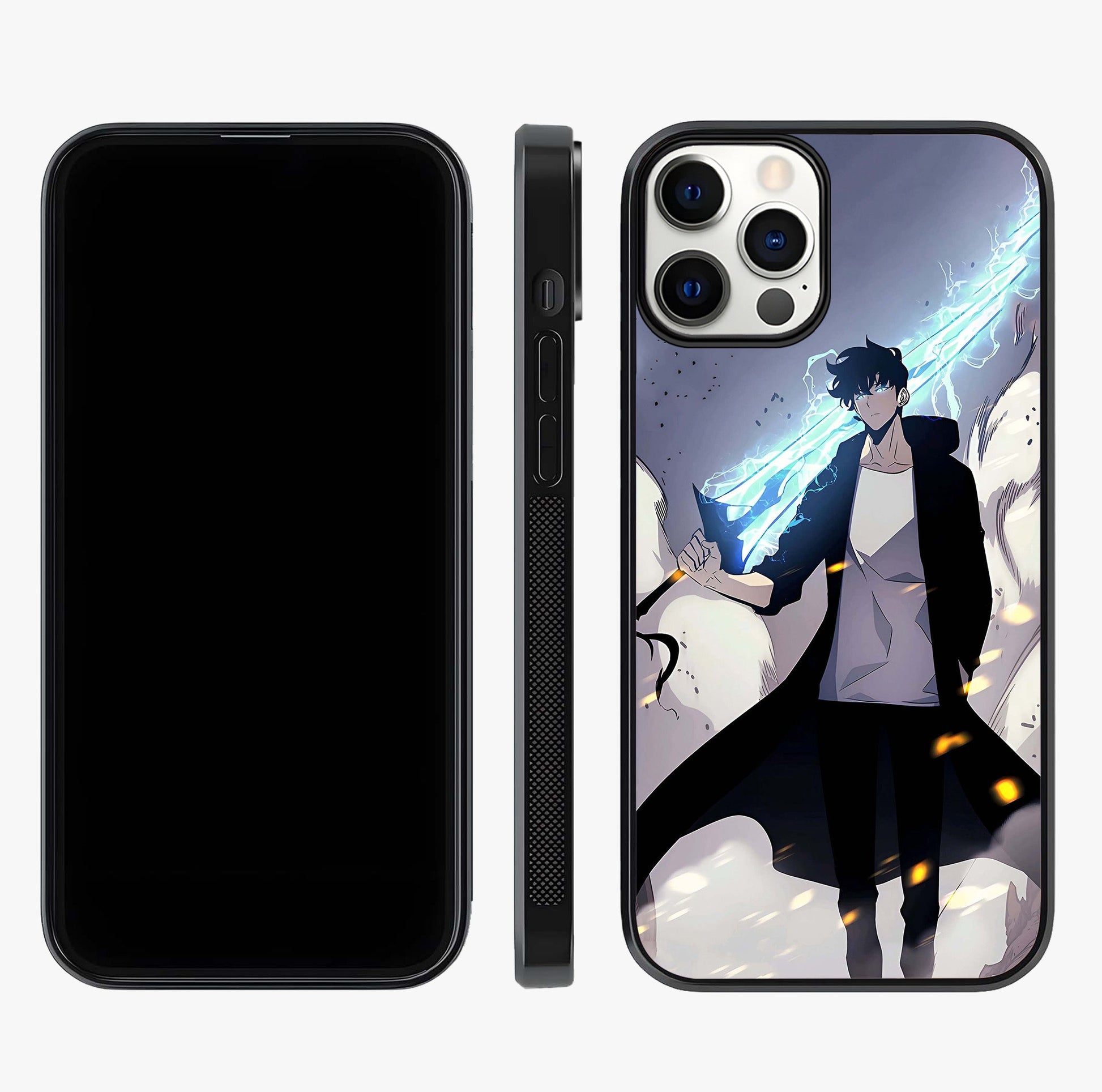 Dark Lightning Anime Warrior Glass Case displayed upright for full design visibility and premium finish.