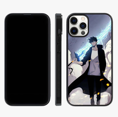 Dark Lightning Anime Warrior Glass Case displayed upright for full design visibility and premium finish.