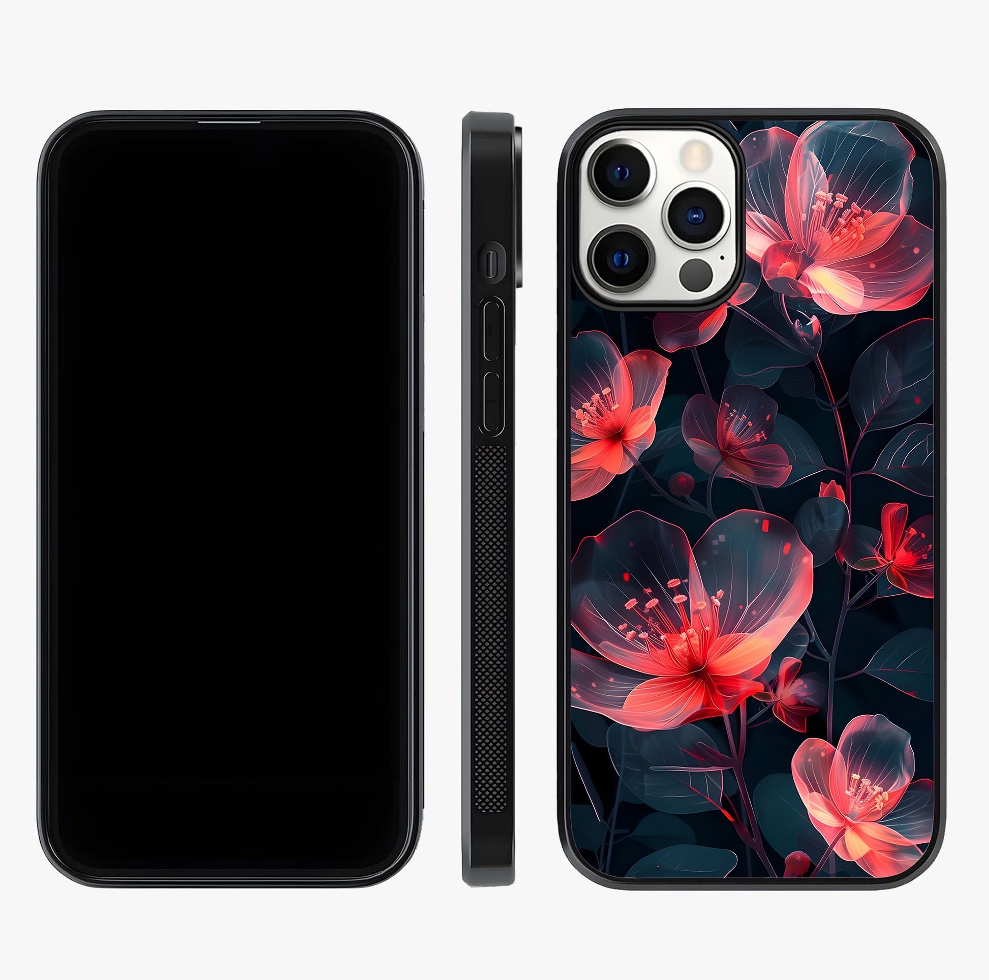 Dark Shade Of Flower Glass Case displayed upright for full design visibility and premium finish.