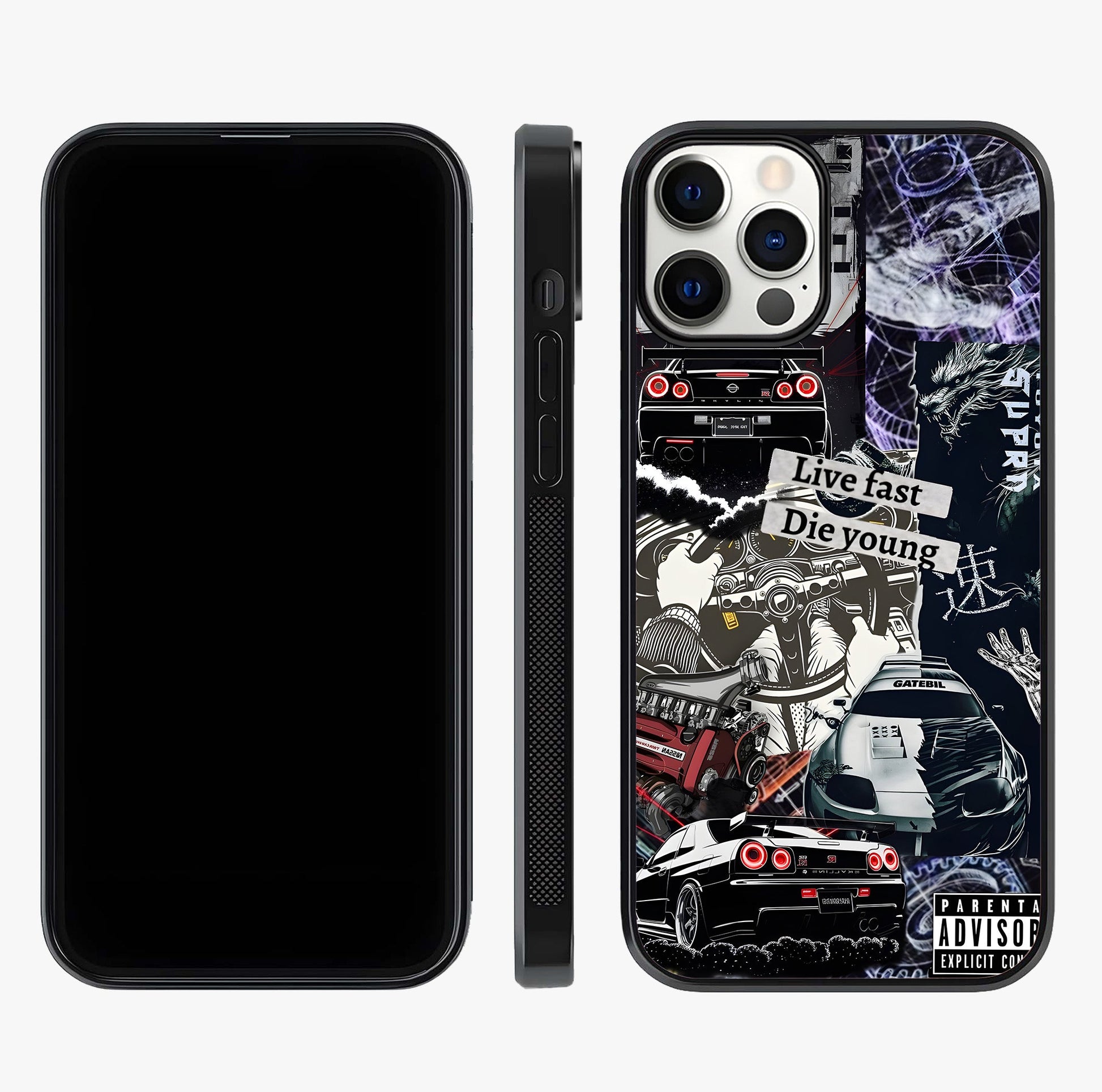 Die Young Glass Case displayed upright for full design visibility and premium finish.