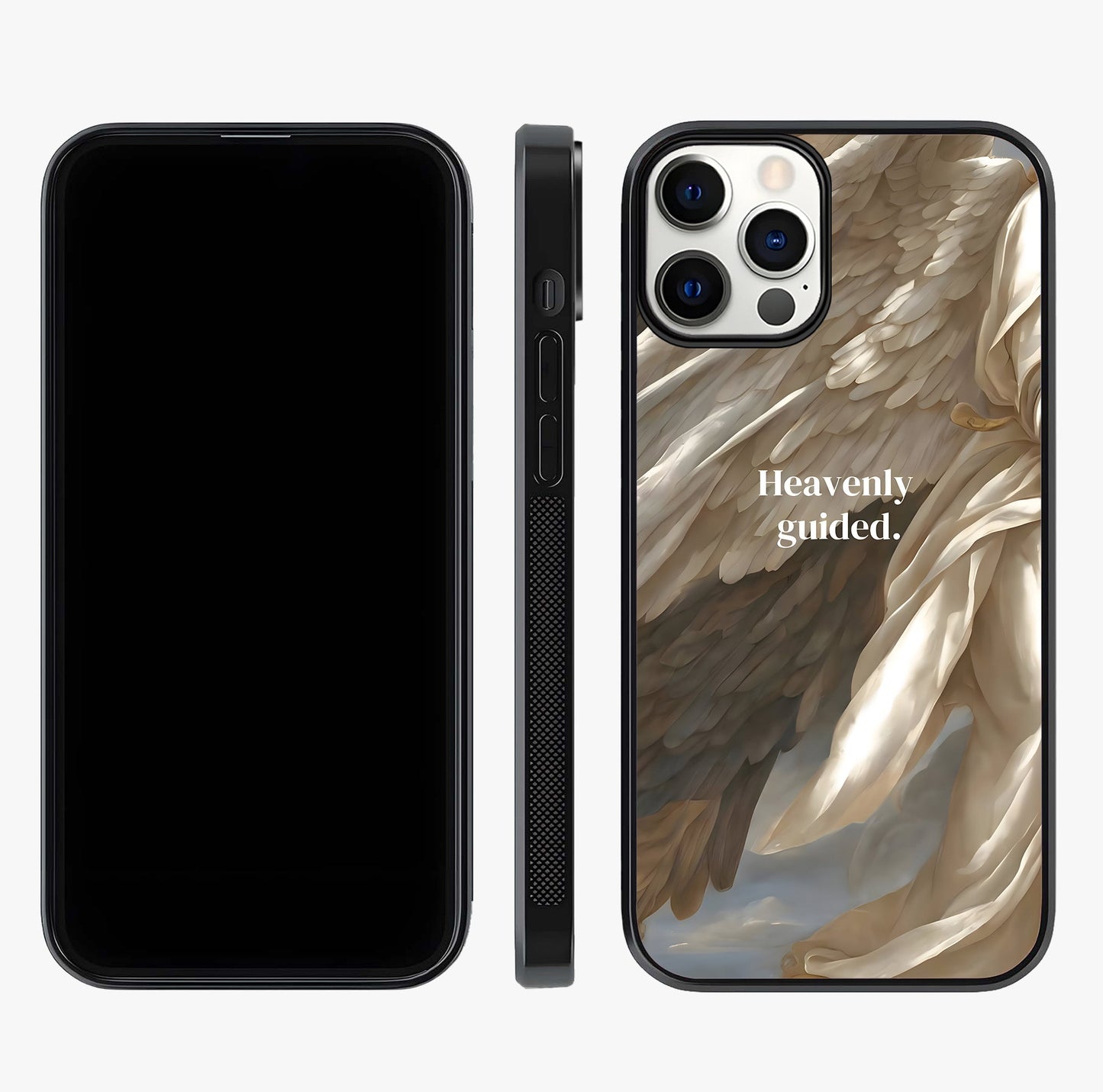 Divine Winged Grace Glass Case displayed upright for full design visibility and premium finish.