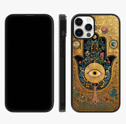 Ethereal Evil Eye Glass Case displayed upright for full design visibility and premium finish.