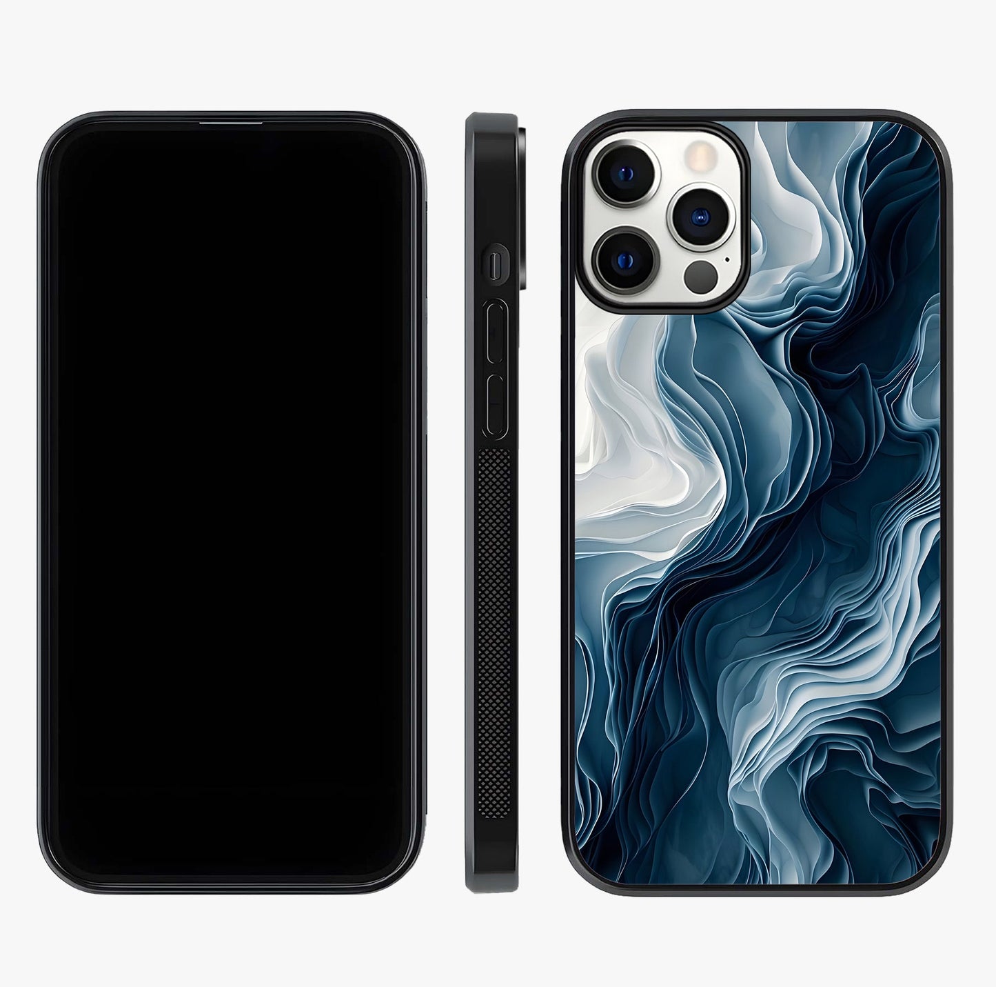 Ethereal Paper Marble Glass Case displayed upright for full design visibility and premium finish.