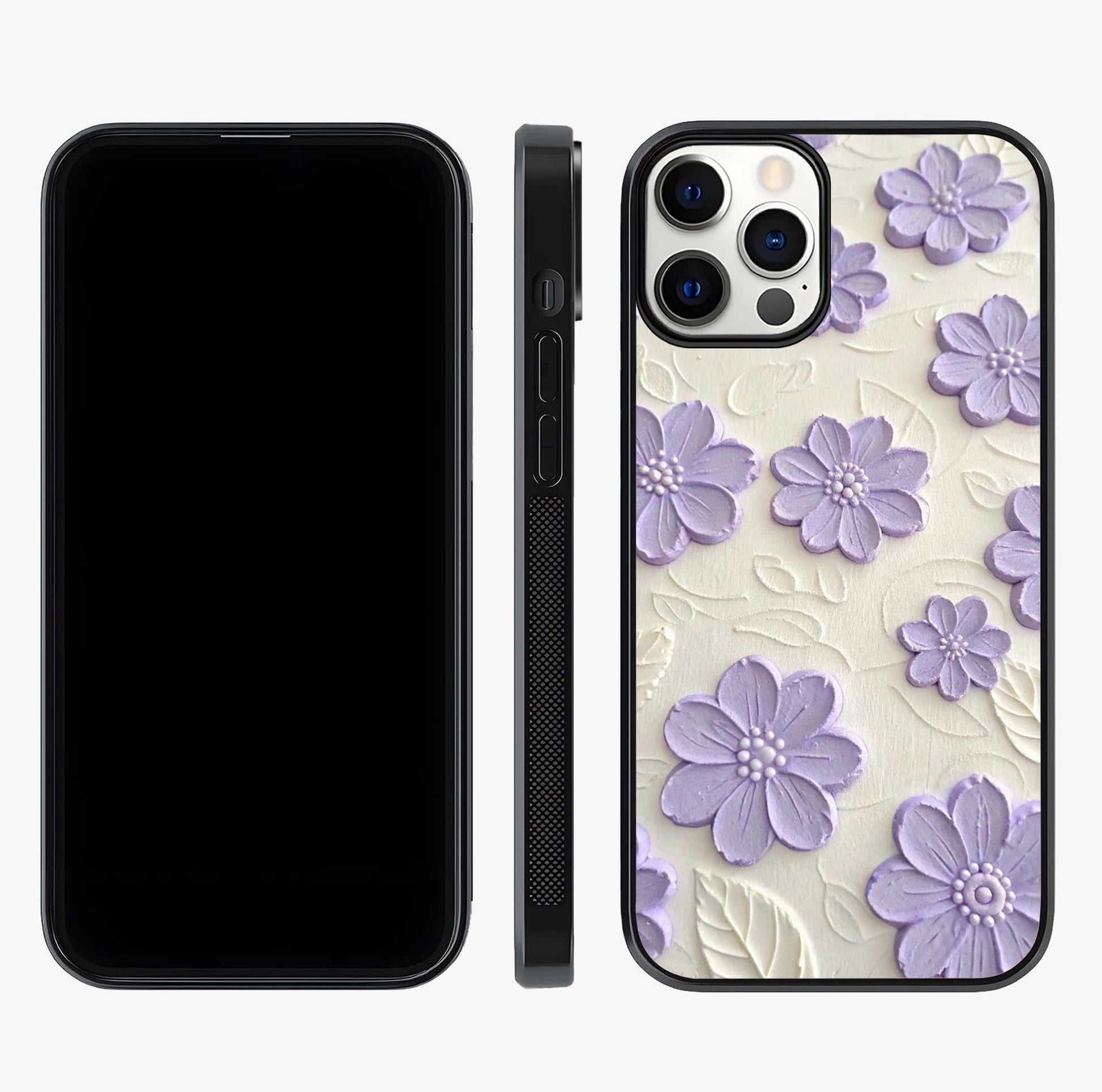 Floral Wall Art With Purple Flowers Glass Case displayed upright for full design visibility and premium finish.