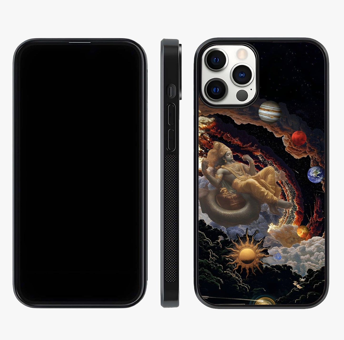 Galactic Divine God Glass Case displayed upright for full design visibility and premium finish.