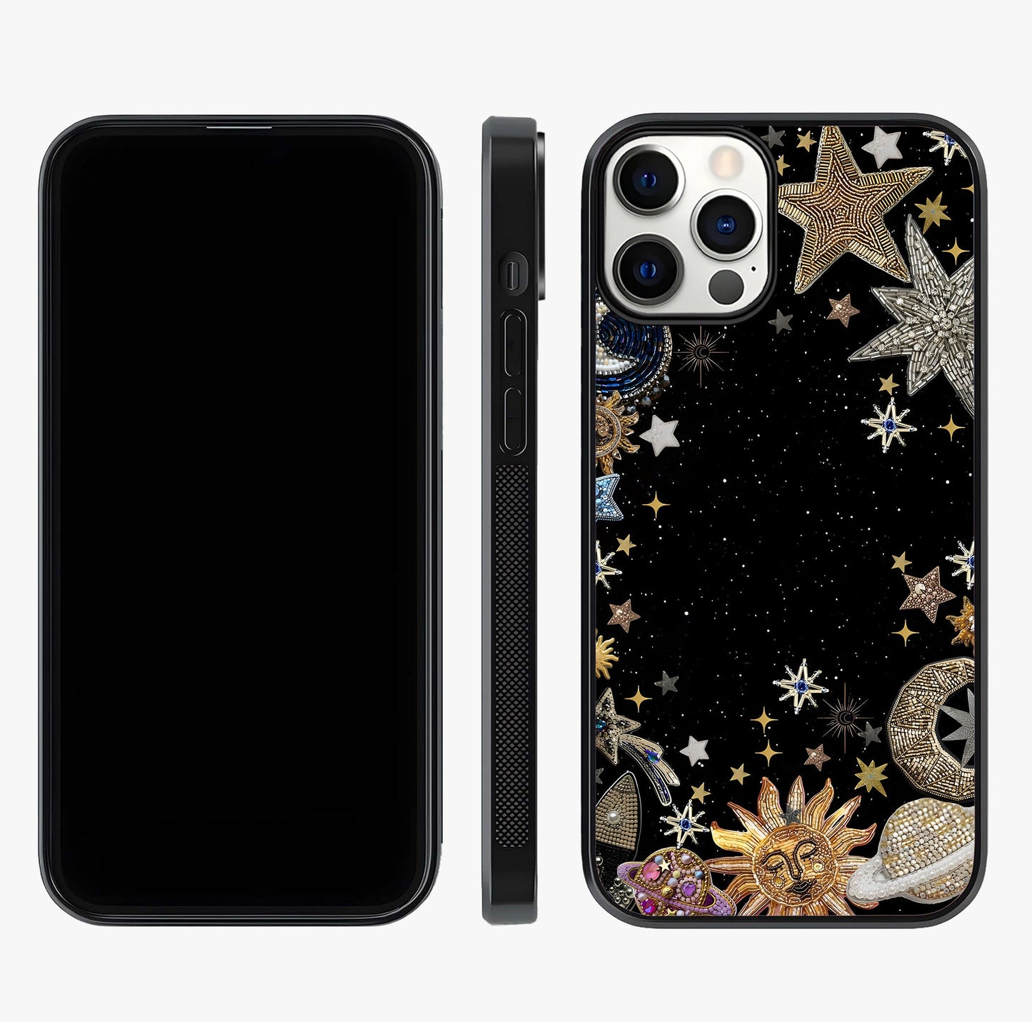 Galactic Jewel Stars Glass Case displayed upright for full design visibility and premium finish.