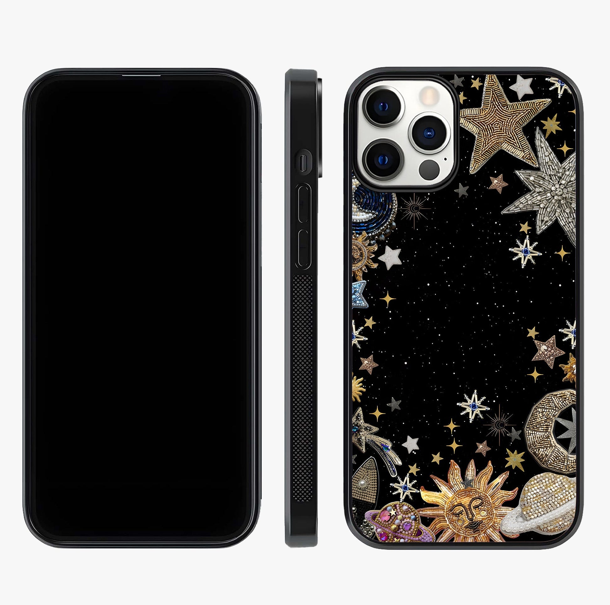 Galactic Jewel Stars Glass Case displayed upright for full design visibility and premium finish.