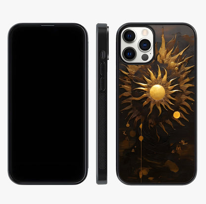 Golden Sun Majesty Glass Case displayed upright for full design visibility and premium finish.