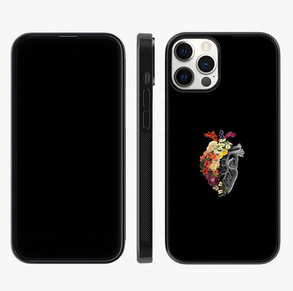 Heart With Flowers Glass Case displayed upright for full design visibility and premium finish.
