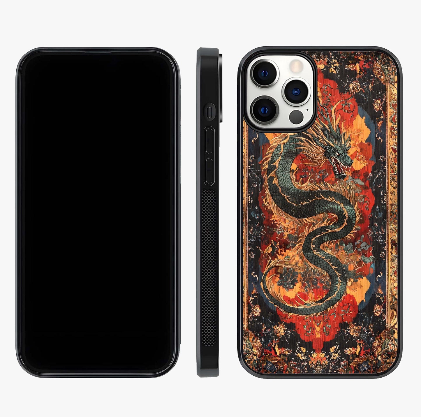 Inferno Dragon Soul Glass Case displayed upright for full design visibility and premium finish.