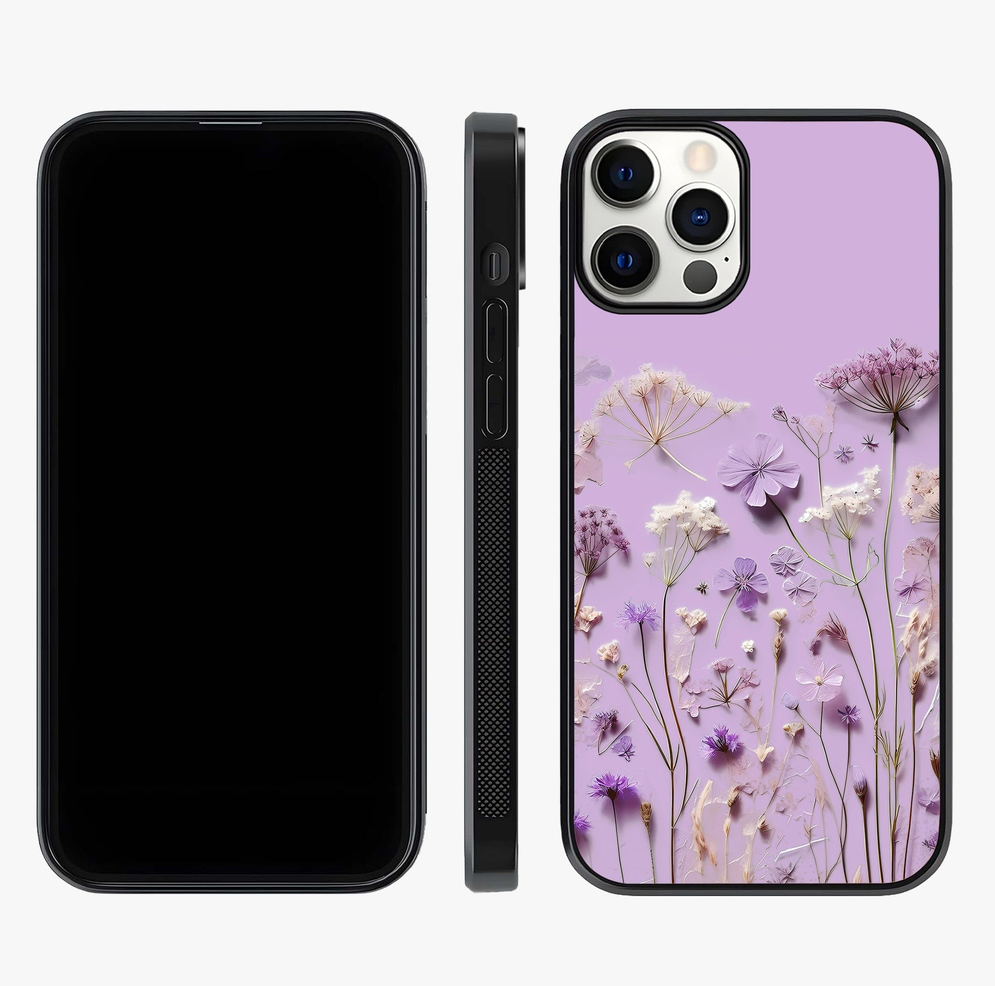Lavender Blossom Dream Glass Case displayed upright for full design visibility and premium finish.