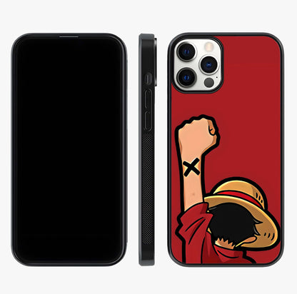 Luffy X Spirit Glass Case displayed upright for full design visibility and premium finish.