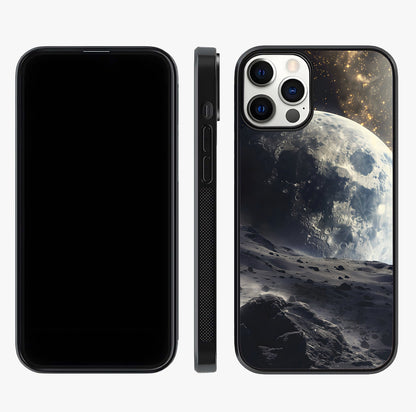 Lunar Horizon Glow Glass Case displayed upright for full design visibility and premium finish.