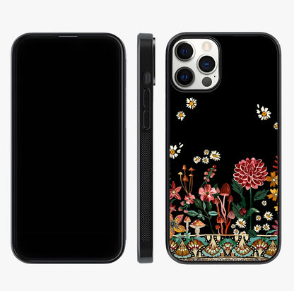 Midnight Bloom Pattern Glass Case displayed upright for full design visibility and premium finish.