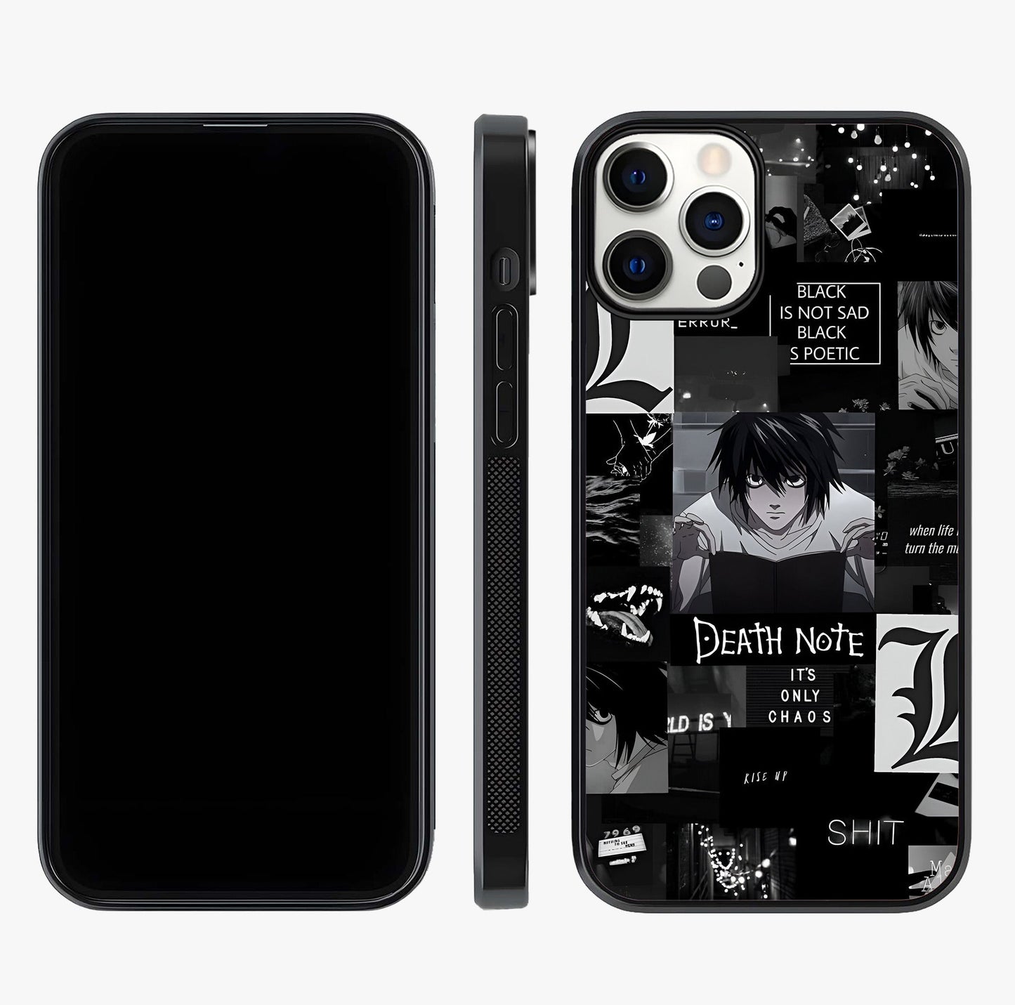 Midnight Chaos Mind Glass Case displayed upright for full design visibility and premium finish.