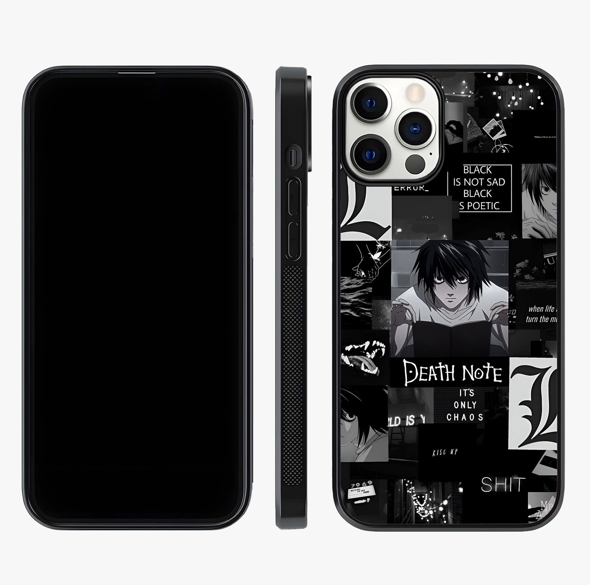 Midnight Chaos Mind Glass Case displayed upright for full design visibility and premium finish.