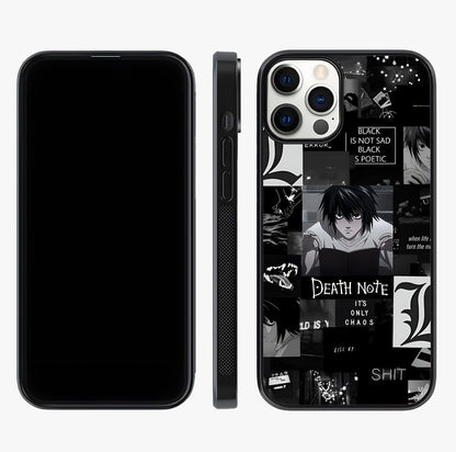 Midnight Chaos Mind Glass Case displayed upright for full design visibility and premium finish.