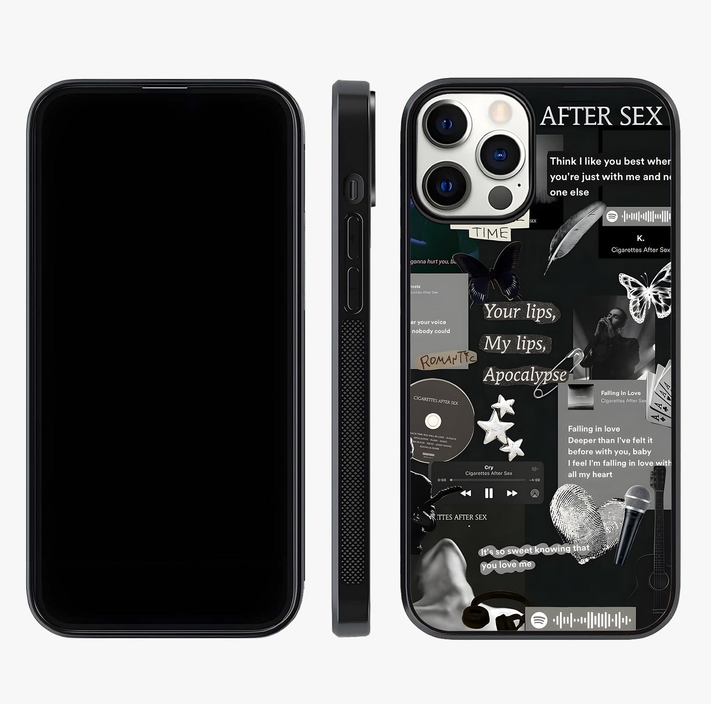 Midnight Love Echo Glass Case displayed upright for full design visibility and premium finish.