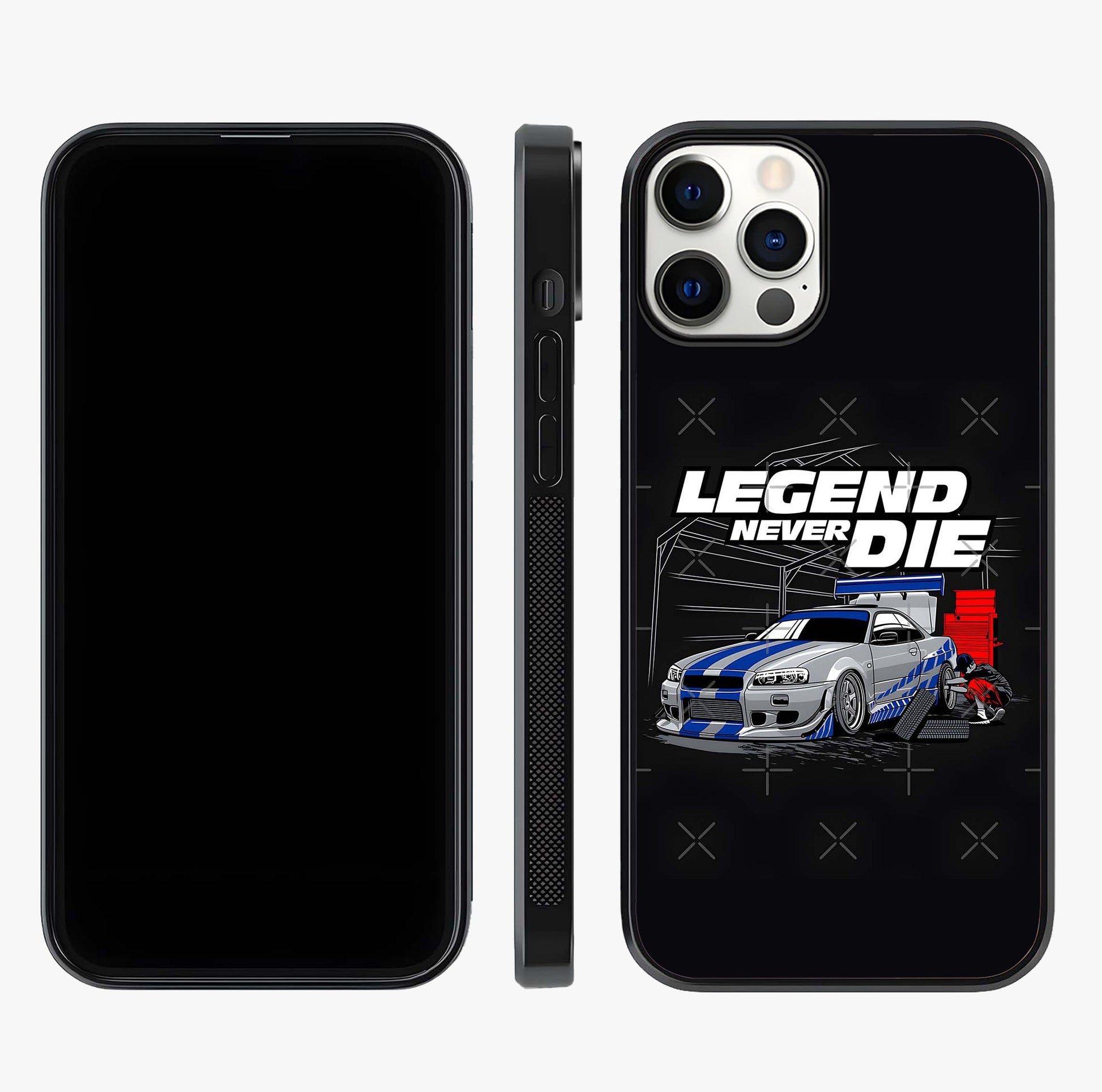 Midnight Racing Legacy Glass Case displayed upright for full design visibility and premium finish.