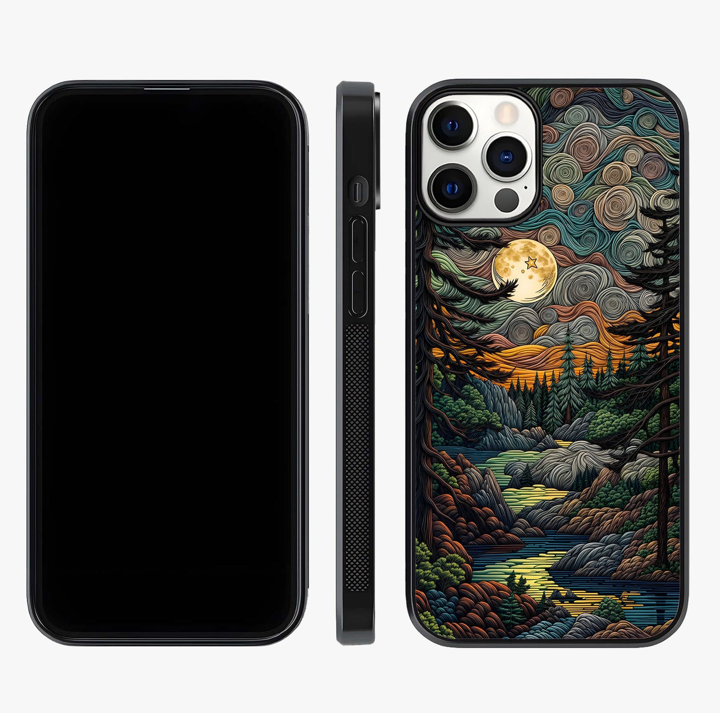 Moonlight Forest Dream Glass Case displayed upright for full design visibility and premium finish.