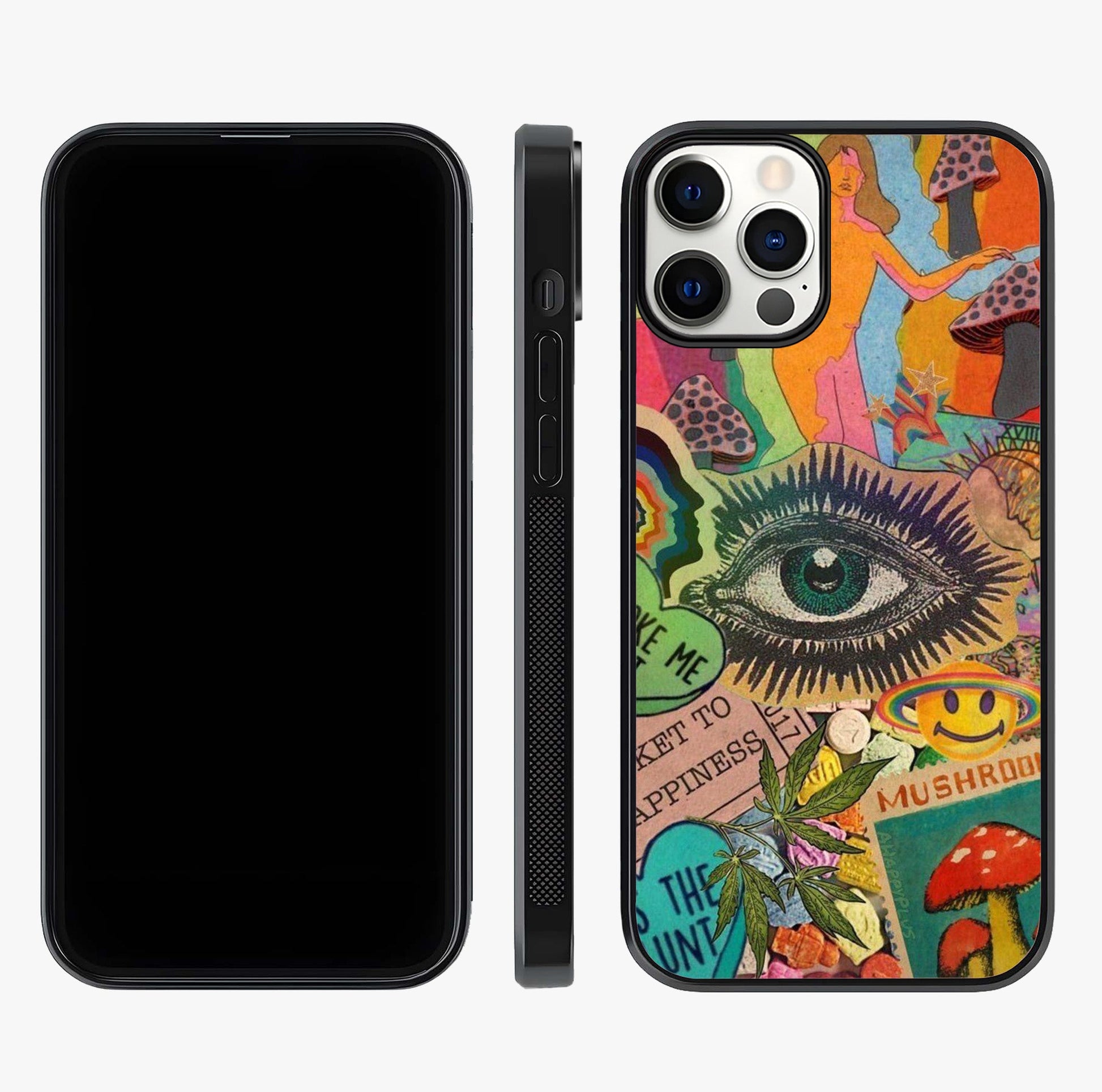 Mystic Eye Wonderland Glass Case displayed upright for full design visibility and premium finish.