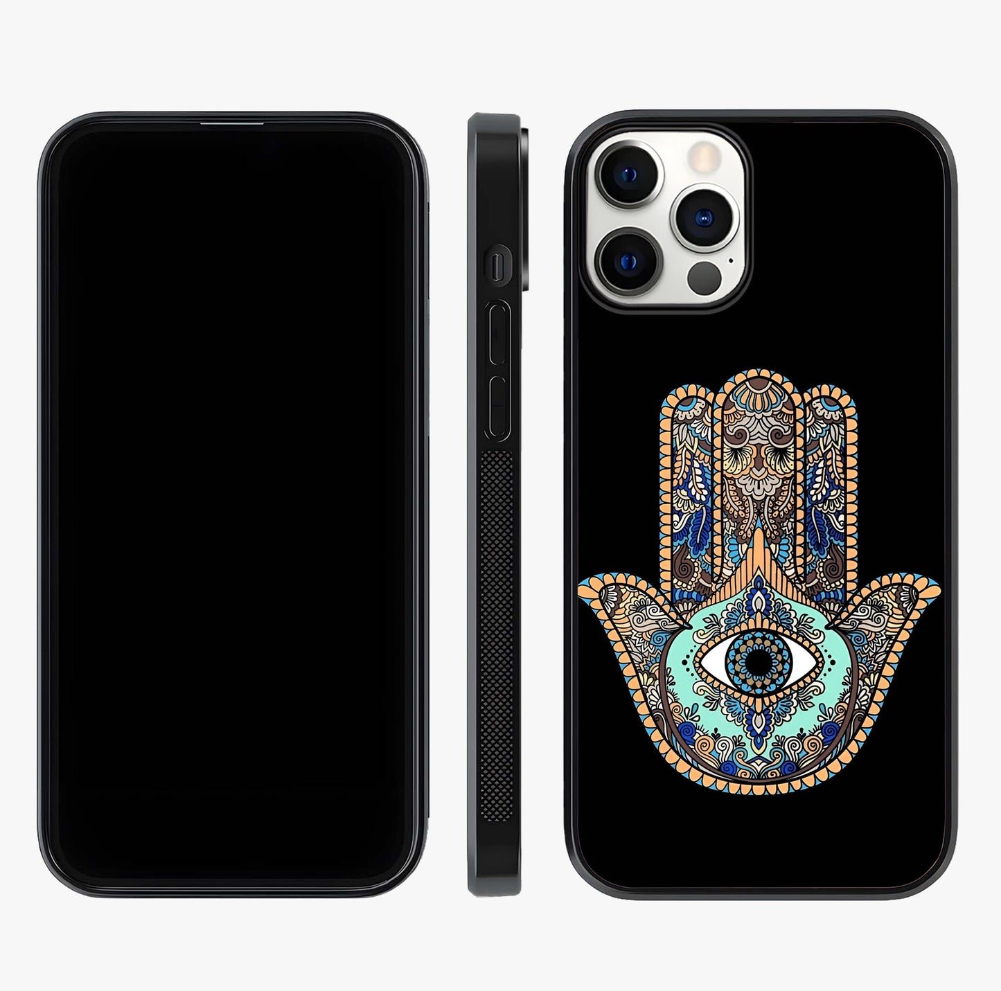 Mystic Hamsa Eye Glass Case displayed upright for full design visibility and premium finish.
