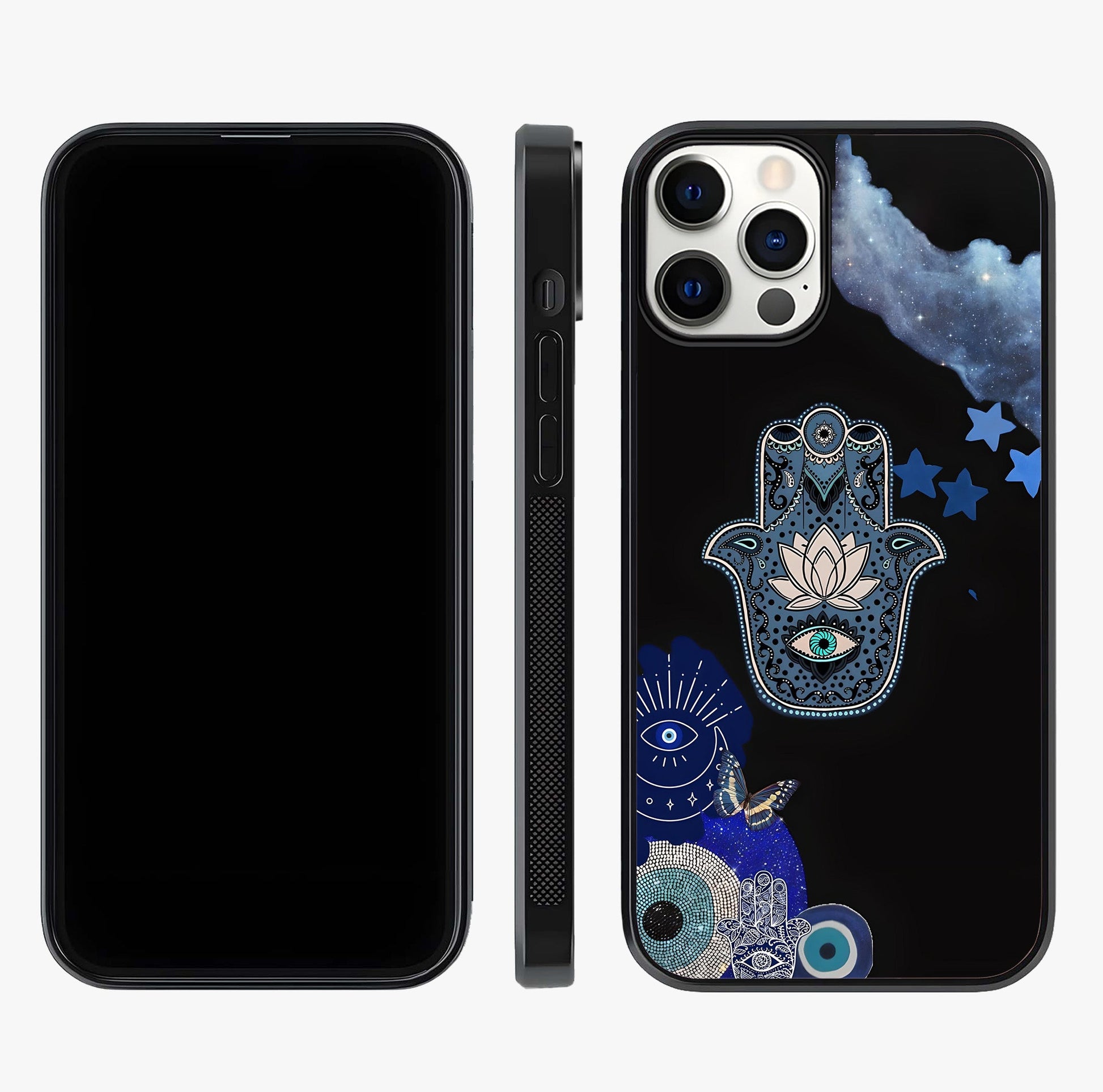 Mystic Hand Aura Glass Case displayed upright for full design visibility and premium finish.