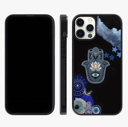 Mystic Hand Aura Glass Case displayed upright for full design visibility and premium finish.