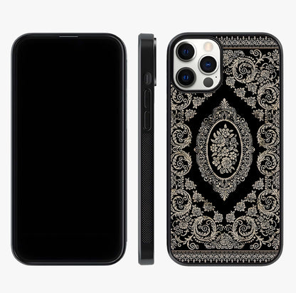 Noir Bloom Elegance Glass Case displayed upright for full design visibility and premium finish.