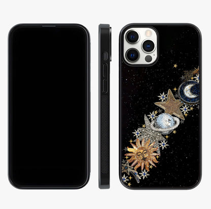 Pearls Universe Object Glass Case displayed upright for full design visibility and premium finish.